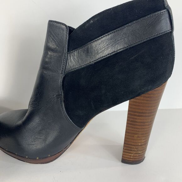 Sam Edelman LuLu Boots Chunky Heel Black Leather Suede Buckle Fall Size 9 M - Picture 7 of 13